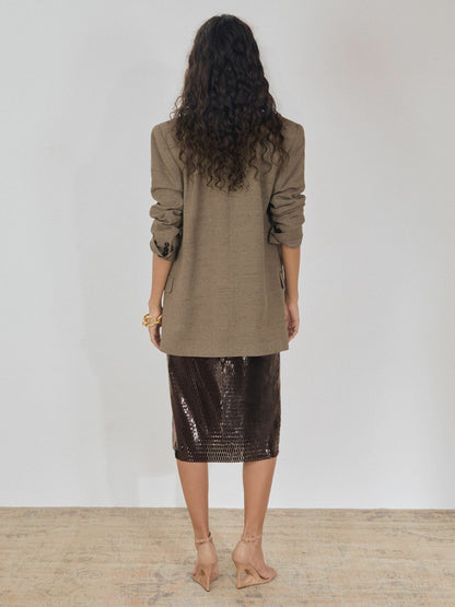 Atelier Laser-Cut Pencil Skirt in Chocolate Women | Reiss