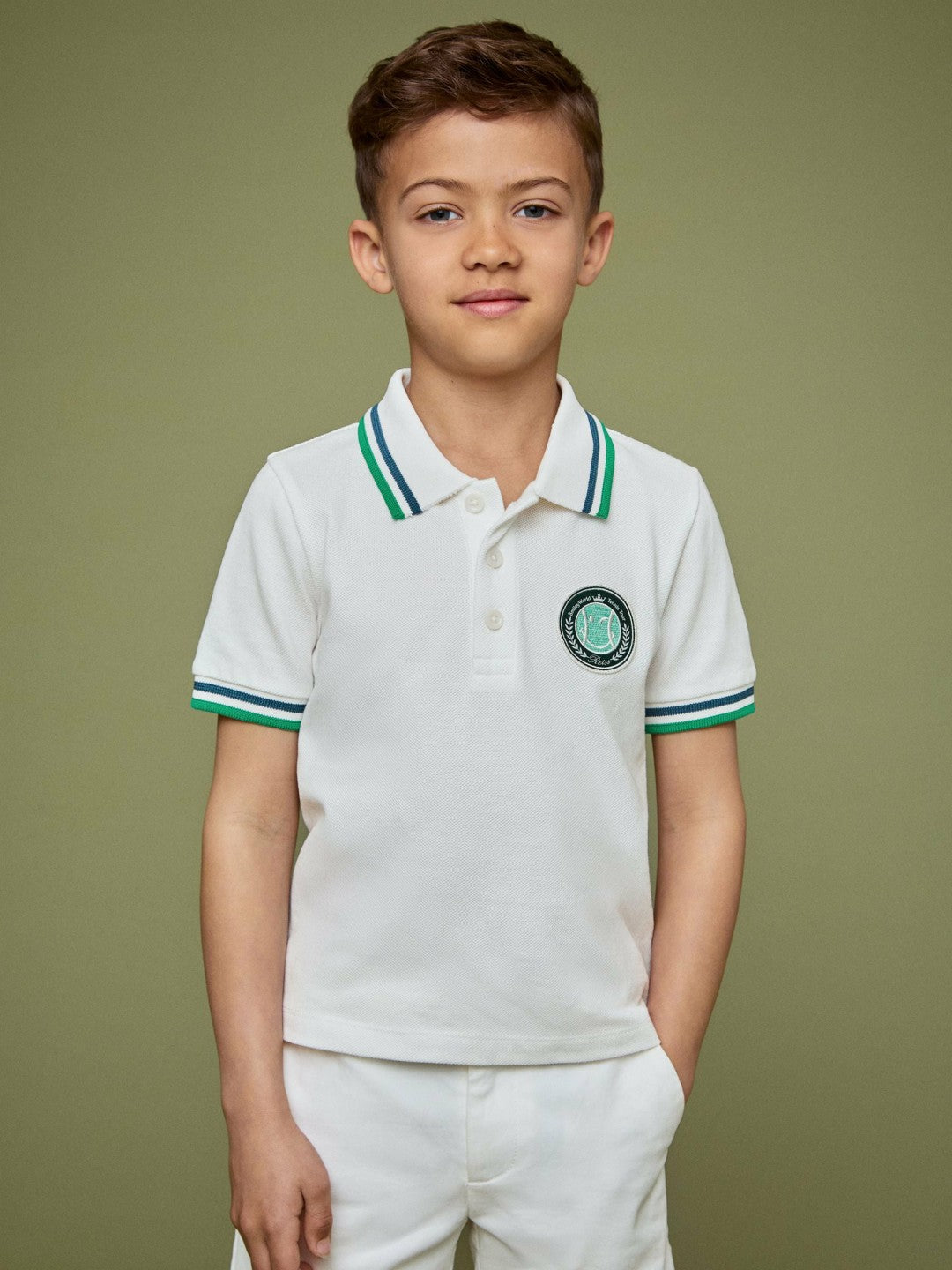 13-14 yrs SmileyWorld Piqué Polo Shirt in White Children & Baby | Reiss
