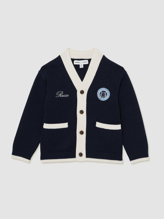 13-14 yrs SmileyWorld Logo Cardigan Unisex Fit in Off White Children & Baby | Reiss