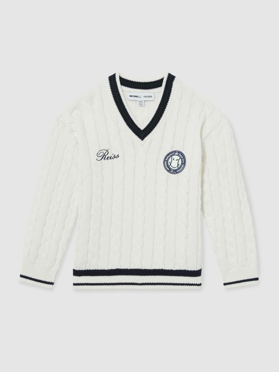 9-13 yrs SmileyWorld Cable-Knit Jumper Unisex Fit in Off White Children & Baby | Reiss