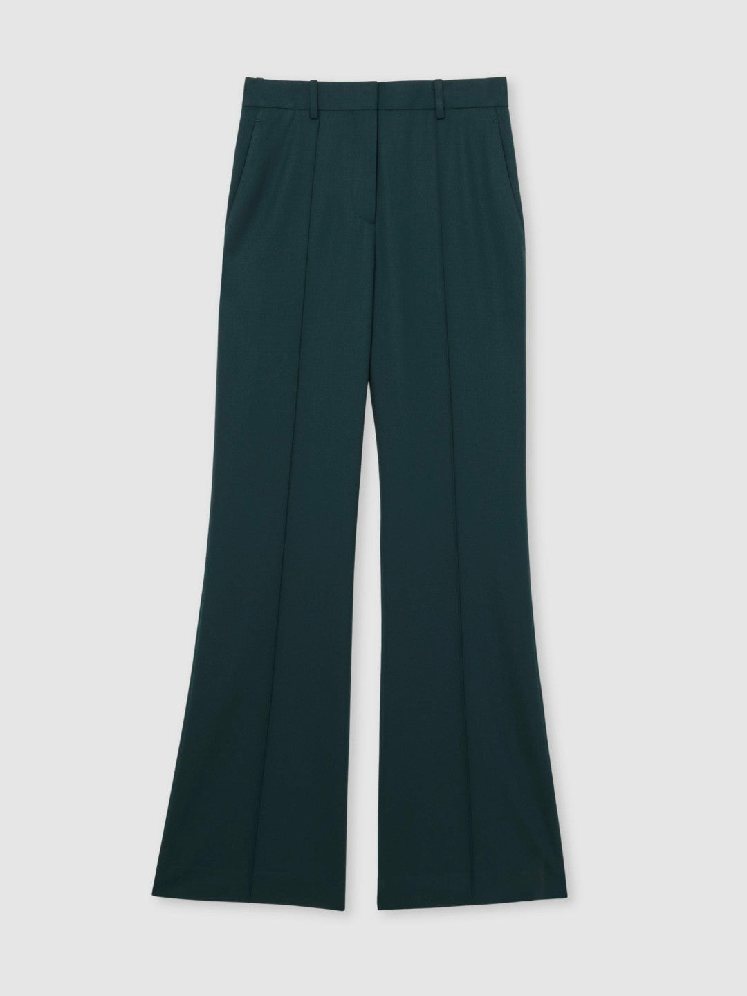 Wool-Blend Wide-Leg Suit Trousers in Green Women | Reiss