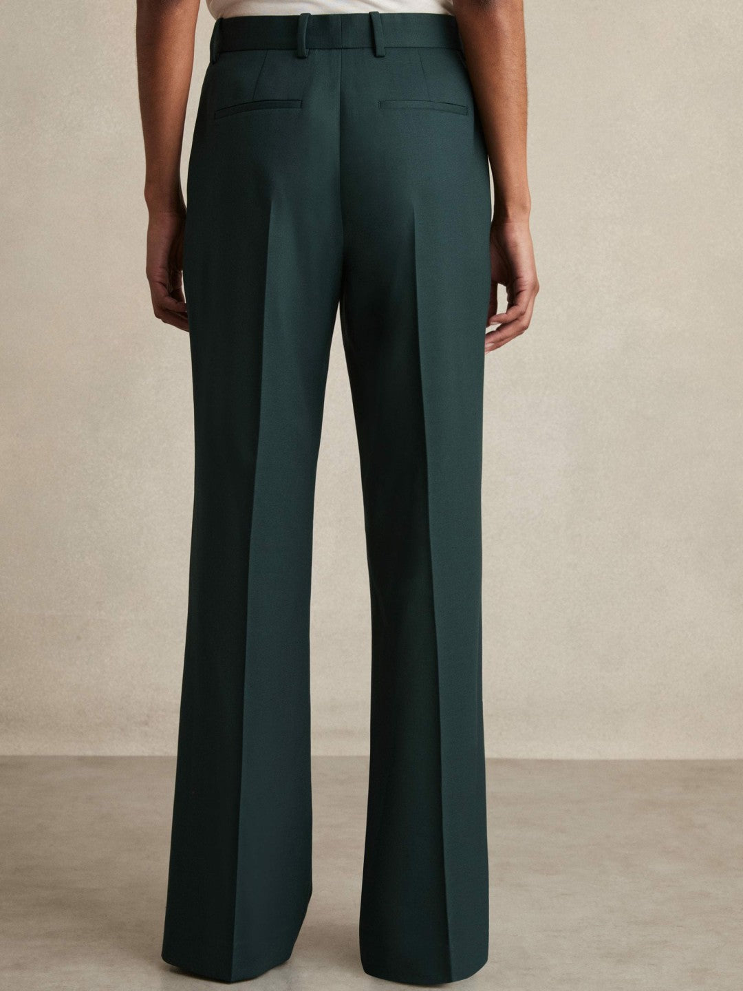 Wool-Blend Wide-Leg Suit Trousers in Green Women | Reiss