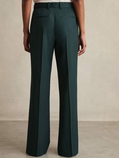 Wool-Blend Wide-Leg Suit Trousers in Green Women | Reiss