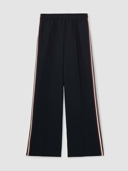Side-Stripe Wide-Leg Trousers in Navy Women | Reiss