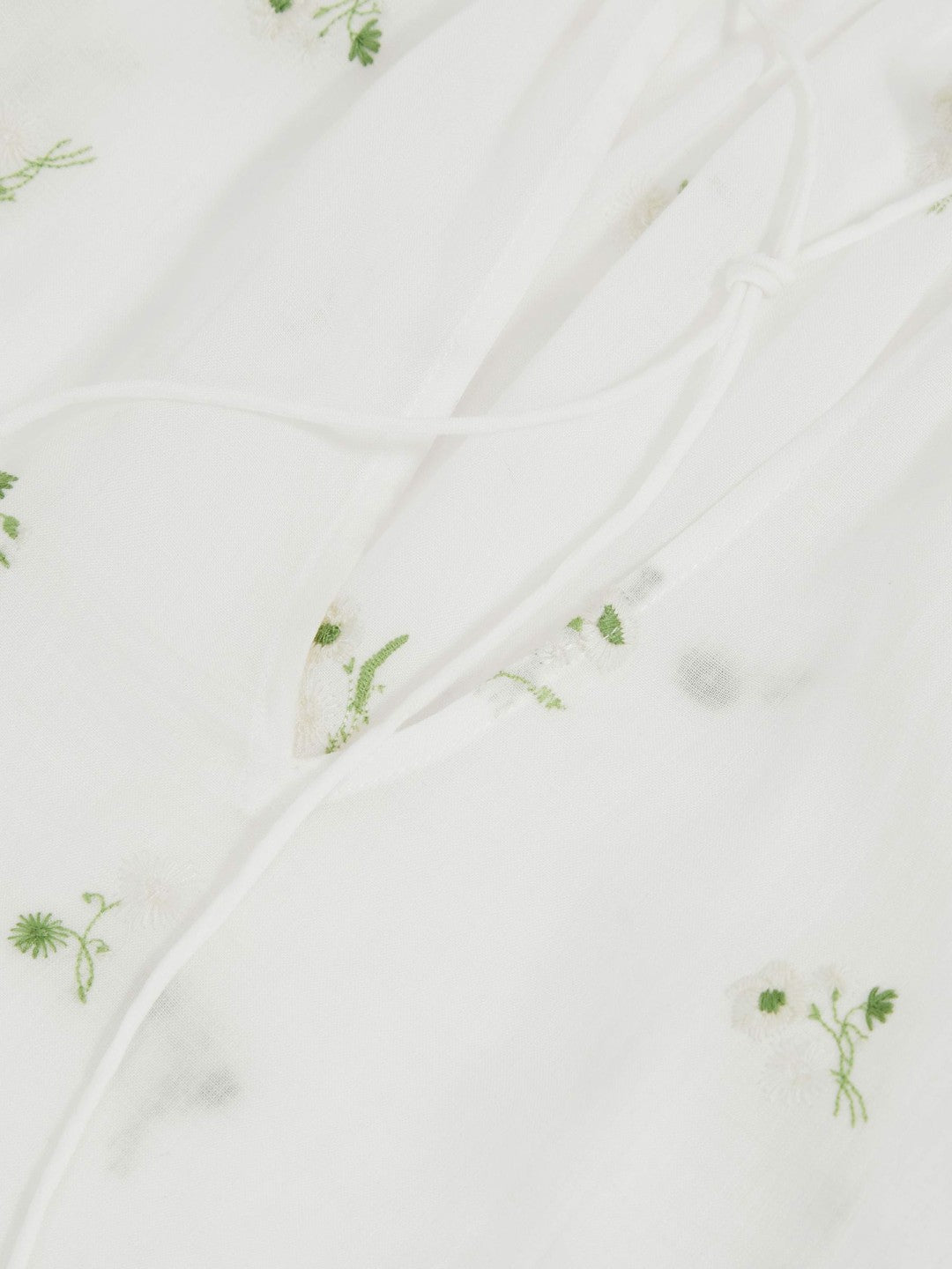 Floral-Embroidered Tie-Neck Blouse Ramie-Lyocell in Ivory Women | Reiss