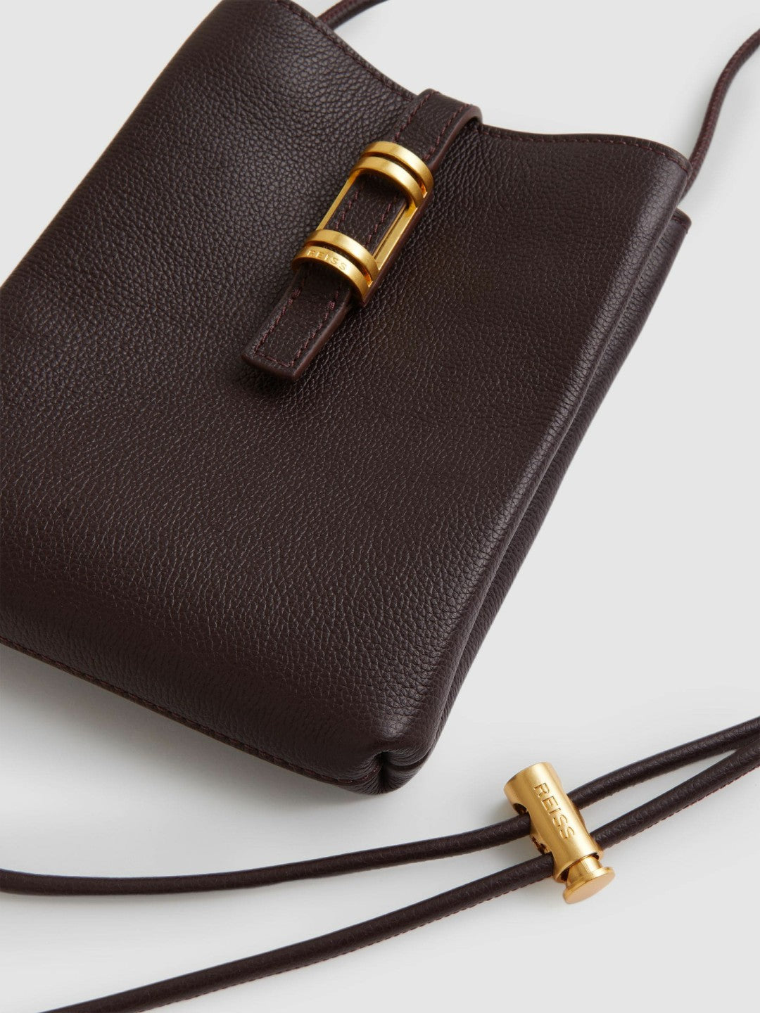Leather Phone Holder in Oxblood Women | Reiss