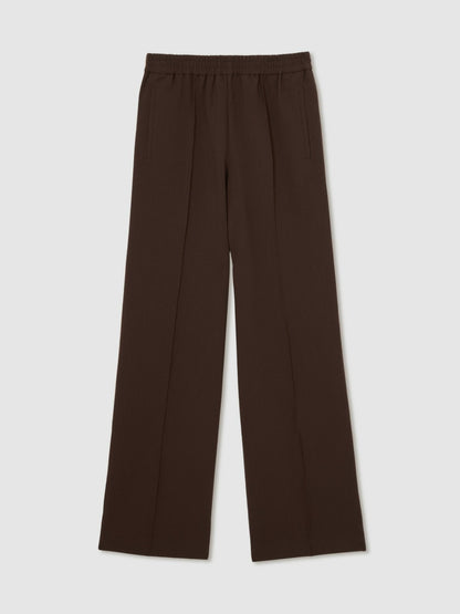 Petite Side-Stripe Wide-Leg Trousers in Chocolate Brown Women | Reiss