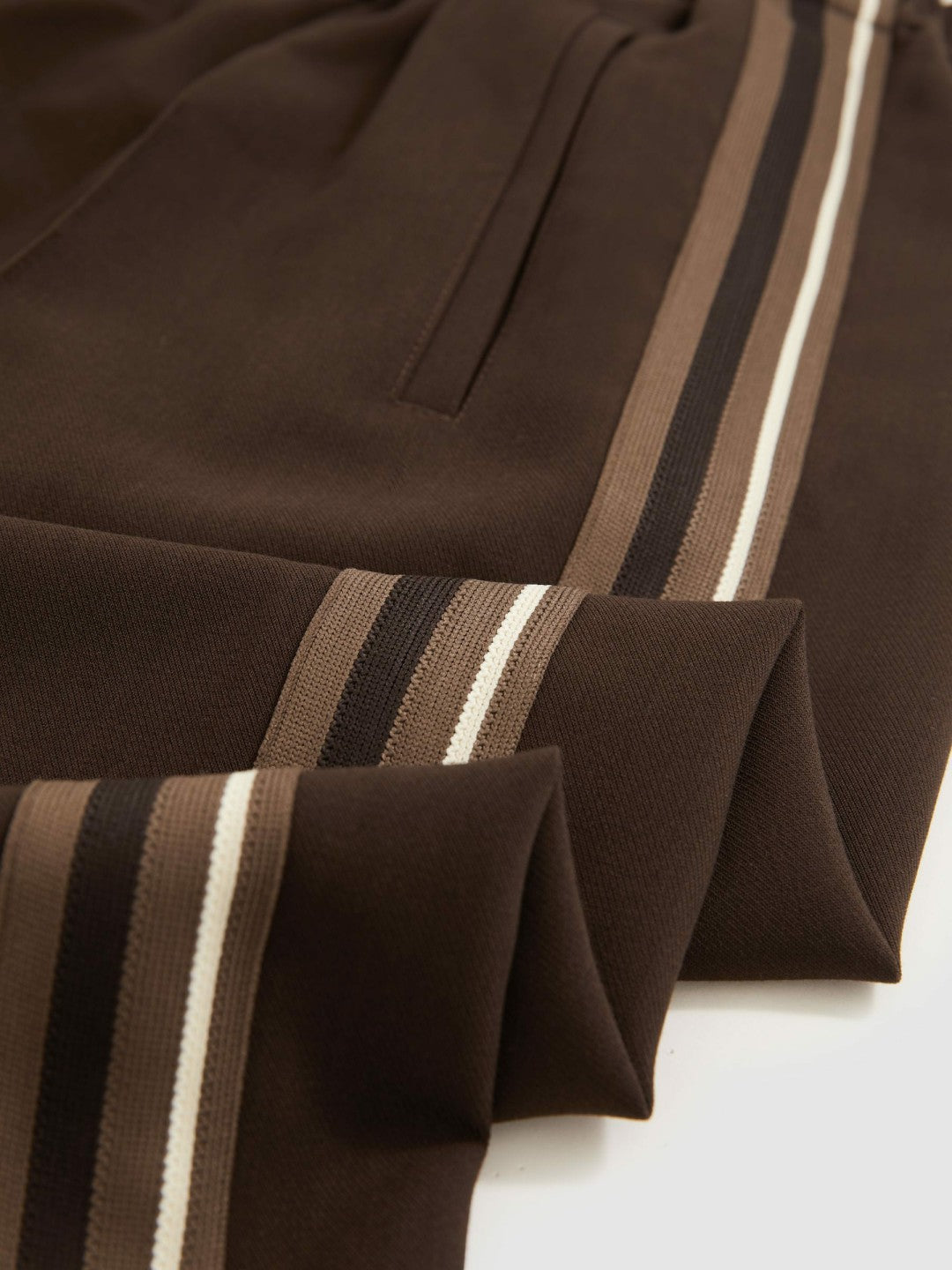 Petite Side-Stripe Wide-Leg Trousers in Chocolate Brown Women | Reiss