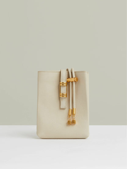 Leather Phone Holder in Off White Women | Reiss