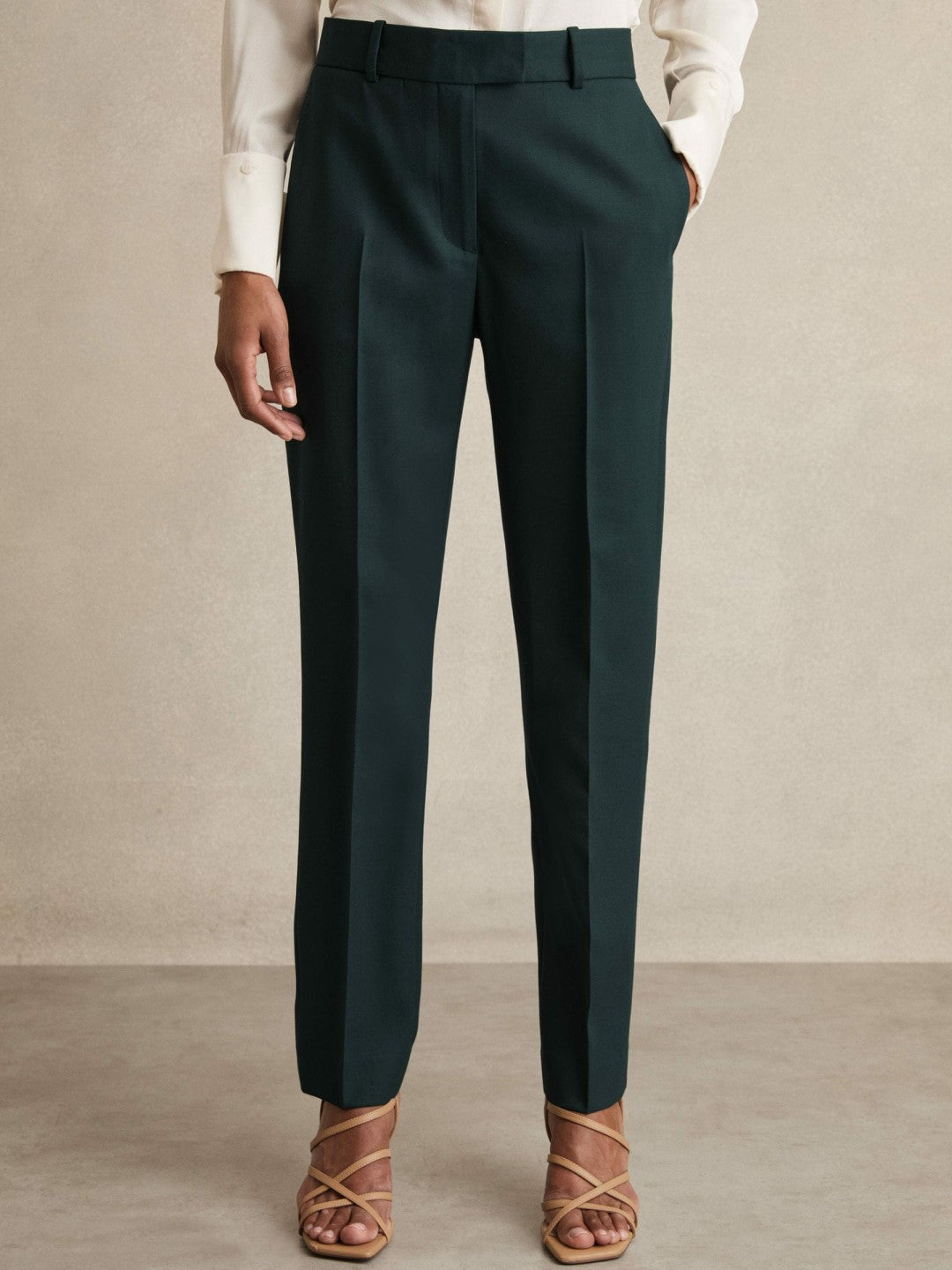 Wool-Blend Slim-Fit Suit Trousers in Green Women | Reiss