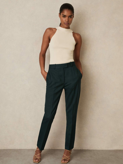 Wool-Blend Slim-Fit Suit Trousers in Green Women | Reiss