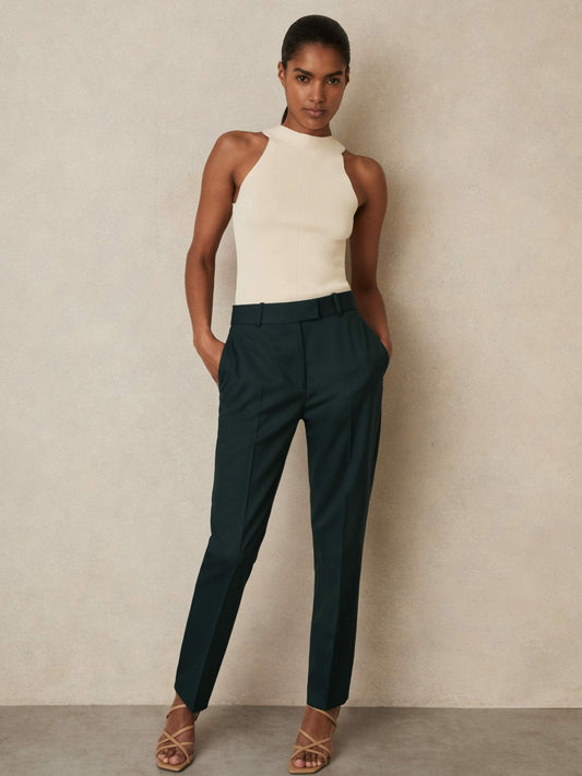 Petite Wool-Blend Slim-Fit Suit Trousers in Green Women | Reiss