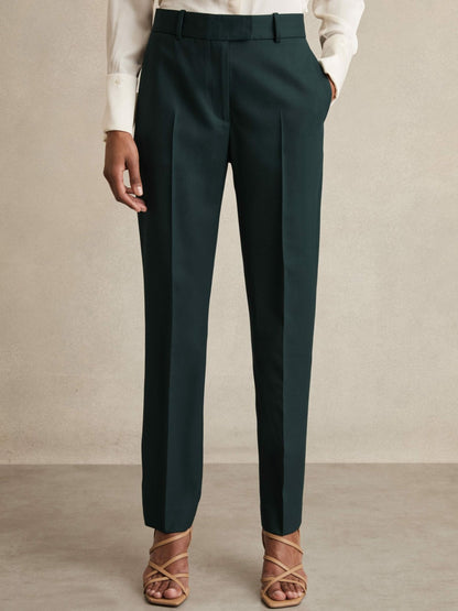 Petite Wool-Blend Slim-Fit Suit Trousers in Green Women | Reiss