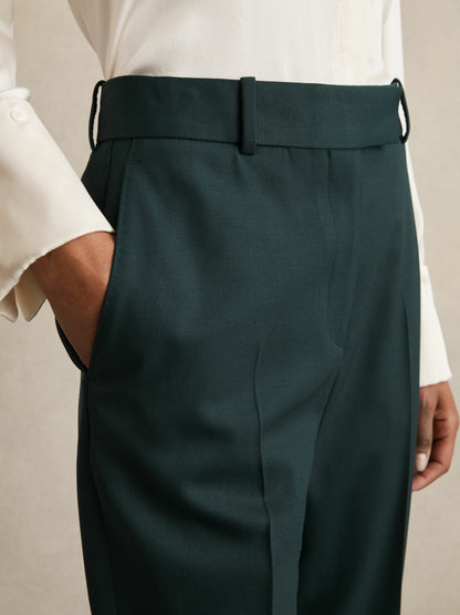 Petite Wool-Blend Slim-Fit Suit Trousers in Green Women | Reiss