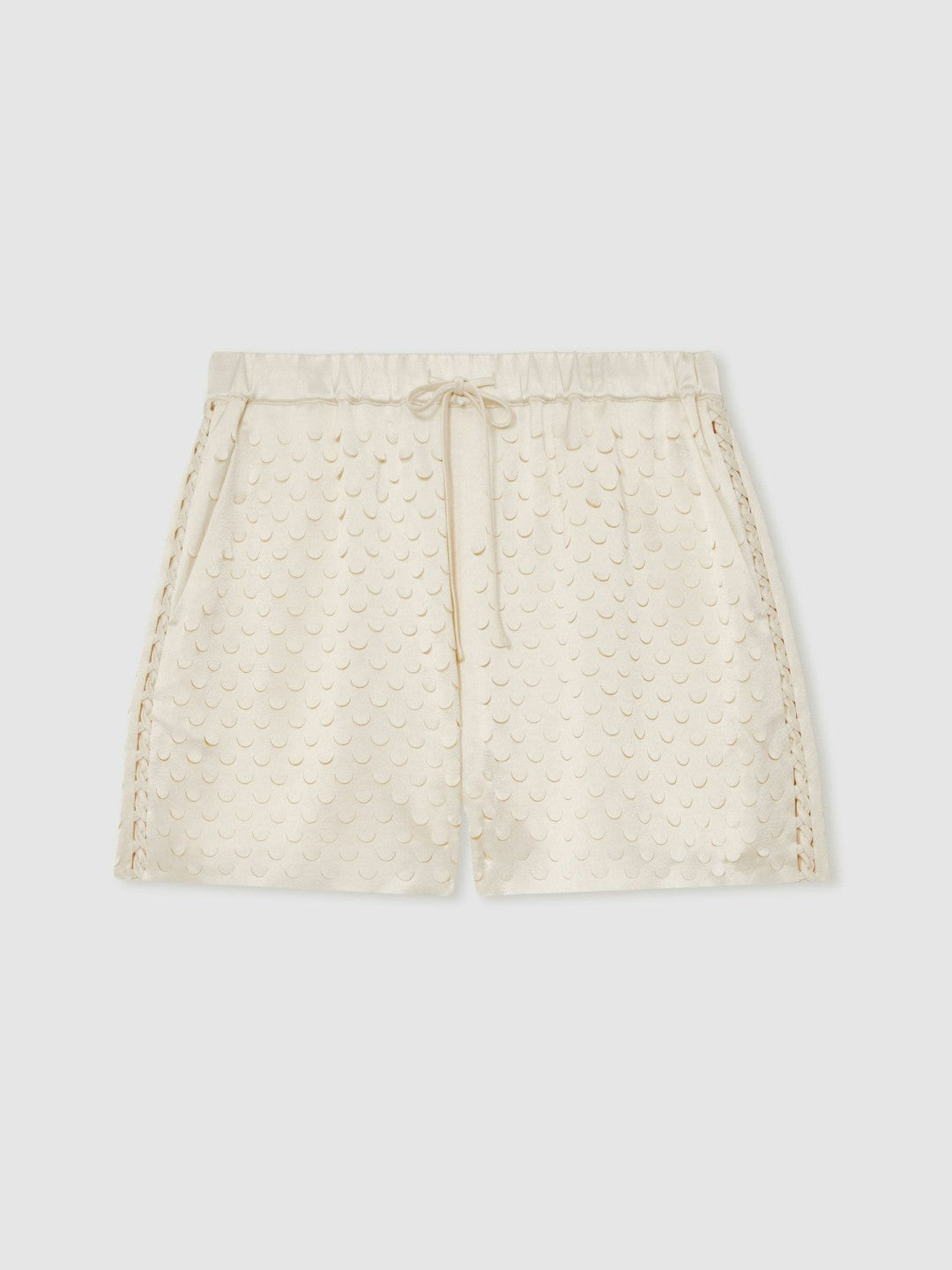 Laser Cut Drawstring Shorts in White Women | Reiss