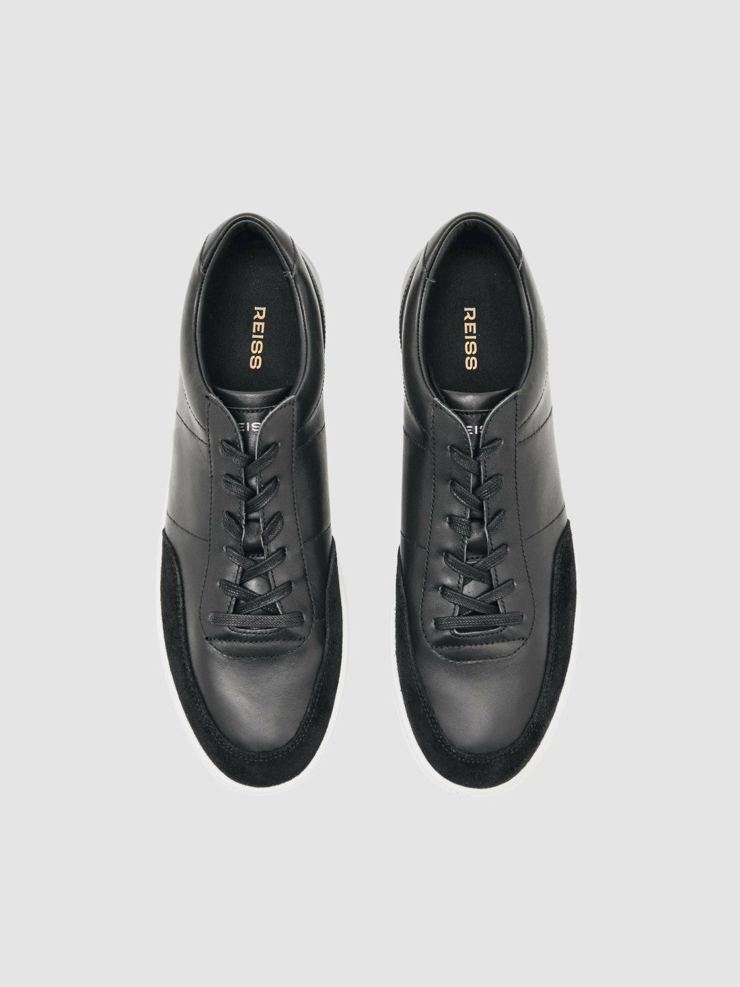 Bonded-Leather Low-Top Trainers in Black Men | Reiss