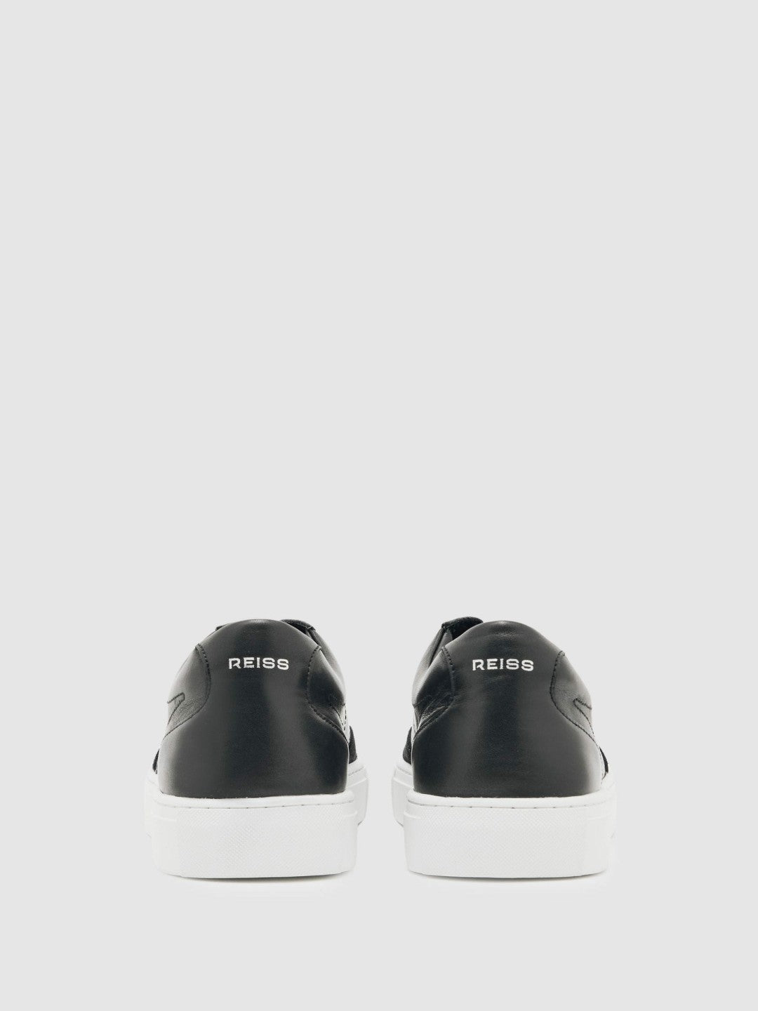Bonded-Leather Low-Top Trainers in Black Men | Reiss