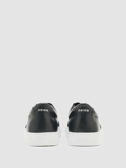 Bonded-Leather Low-Top Trainers in Black Men | Reiss