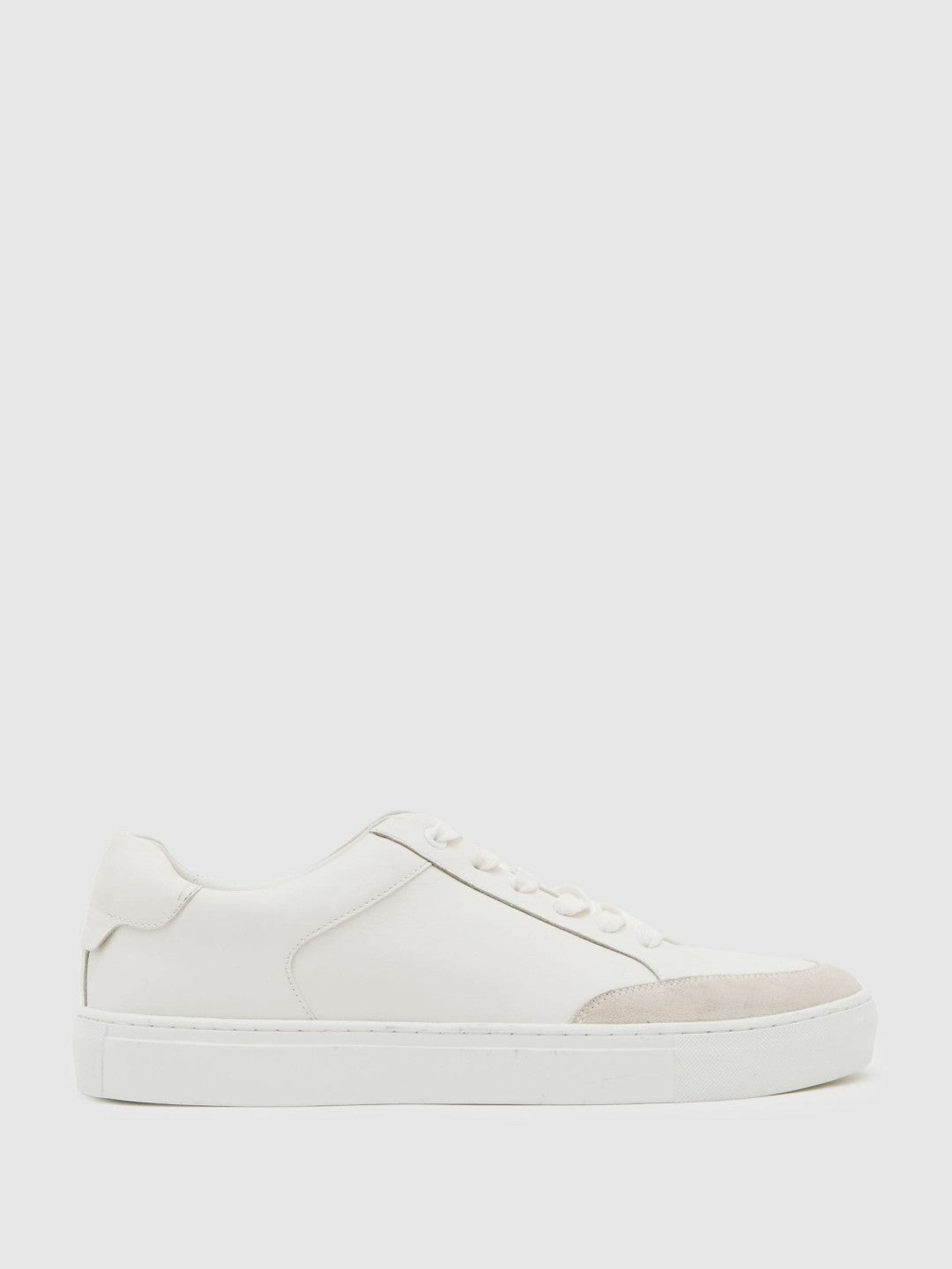 Bonded-Leather Low-Top Trainers in White Men | Reiss
