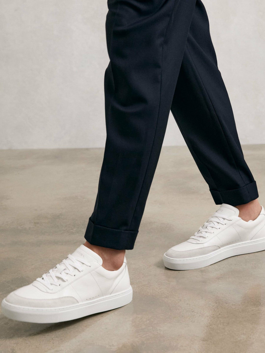 Bonded-Leather Low-Top Trainers in White Men | Reiss