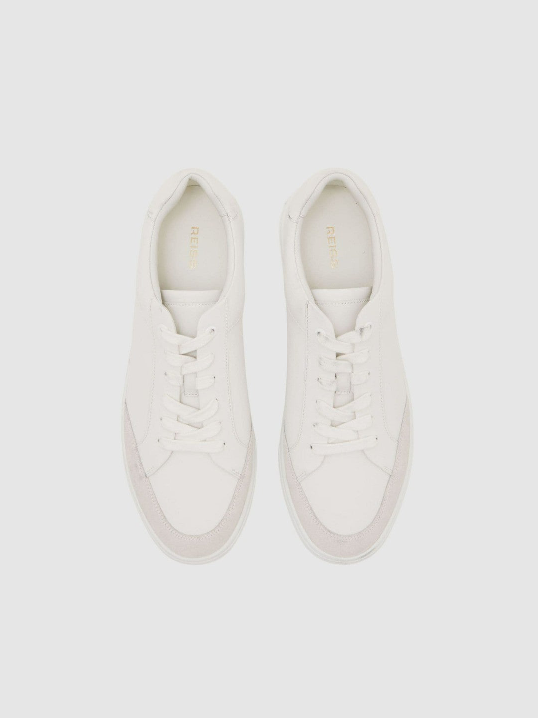 Bonded-Leather Low-Top Trainers in White Men | Reiss