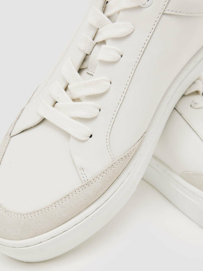 Bonded-Leather Low-Top Trainers in White Men | Reiss