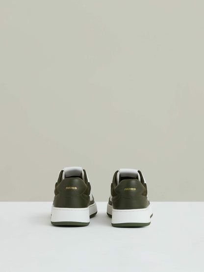 Leather Panelled Trainers in Khaki/White Women | Reiss