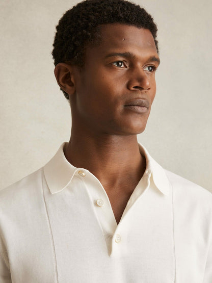 Cotton-Silk Polo Shirt in Off White Men | Reiss