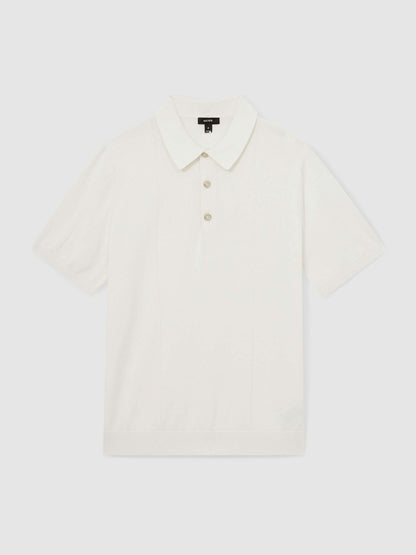 Cotton-Silk Polo Shirt in Off White Men | Reiss