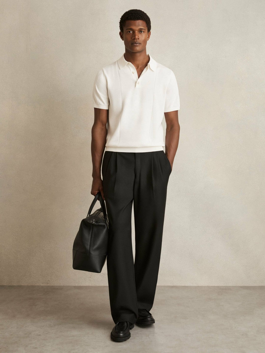 Cotton-Silk Polo Shirt in Off White Men | Reiss