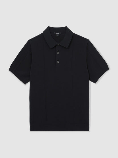 Cotton-Silk Polo Shirt in Navy Men | Reiss