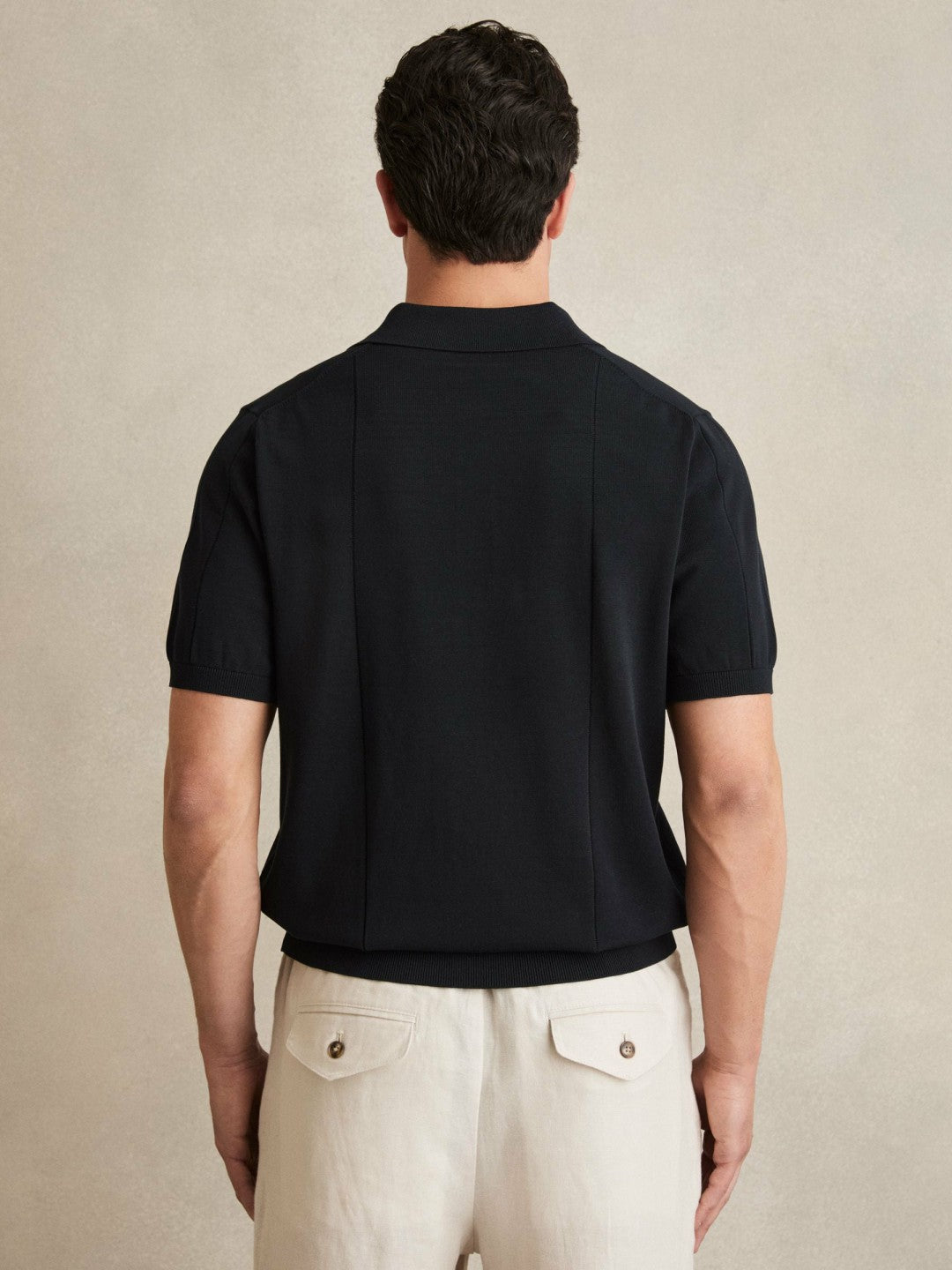 Cotton-Silk Polo Shirt in Navy Men | Reiss