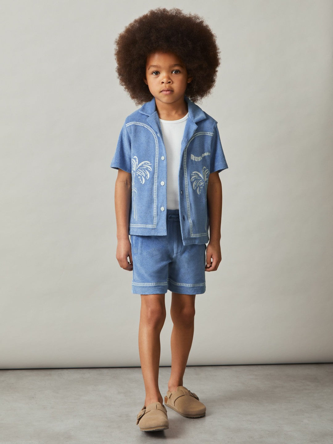 13-14 yrs Towelling Brand-Embroidered Shorts in Airforce Blue Children & Baby | Reiss