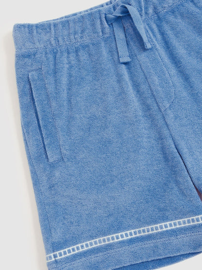 13-14 yrs Towelling Brand-Embroidered Shorts in Airforce Blue Children & Baby | Reiss