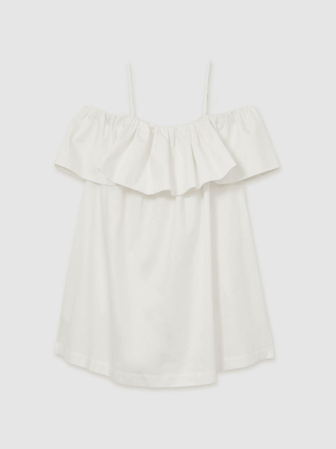 Cotton Off Shoulder Mini Dress in Ivory Cream Women | Reiss