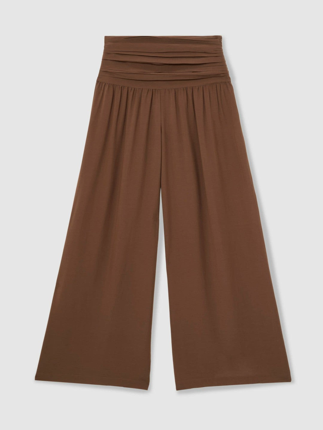 Lyocell Blend Wide Leg Trousers in Brown Women | Reiss
