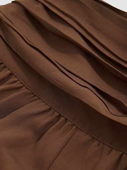 Lyocell Blend Wide Leg Trousers in Brown Women | Reiss
