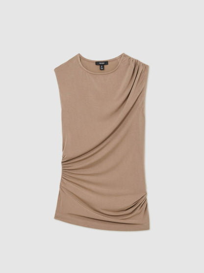 Stretch-Modal Ruched Vest in Mocha Brown Women | Reiss
