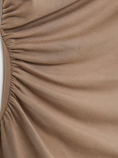 Stretch-Modal Ruched Vest in Mocha Brown Women | Reiss