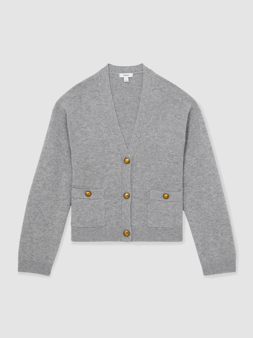Wool-Cashmere Button Cardigan in Silver Grey Women | Reiss