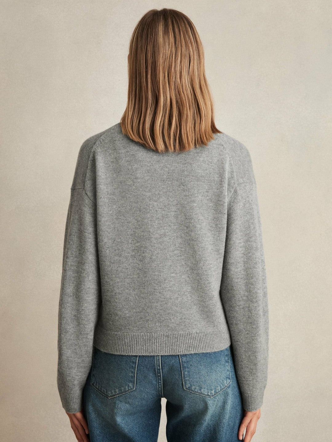 Wool-Cashmere Button Cardigan in Silver Grey Women | Reiss