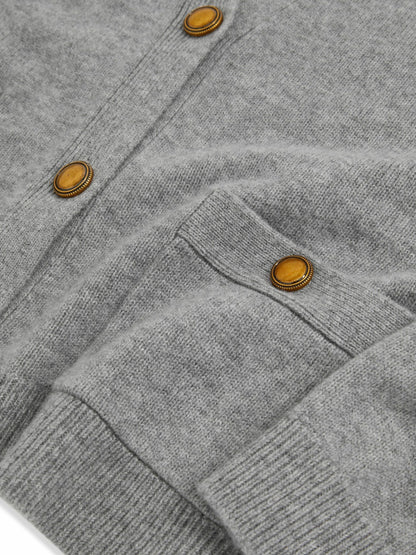 Wool-Cashmere Button Cardigan in Silver Grey Women | Reiss