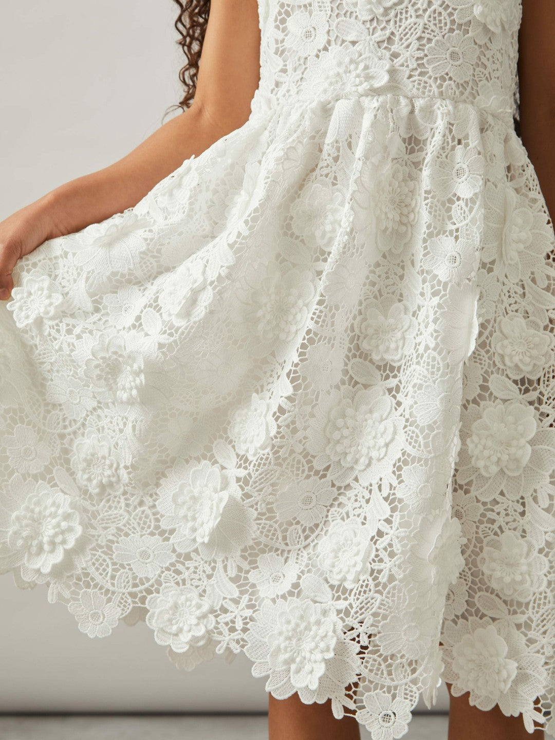 9-13 yrs Guipure-Lace Midi Dress in Ivory Children & Baby | Reiss
