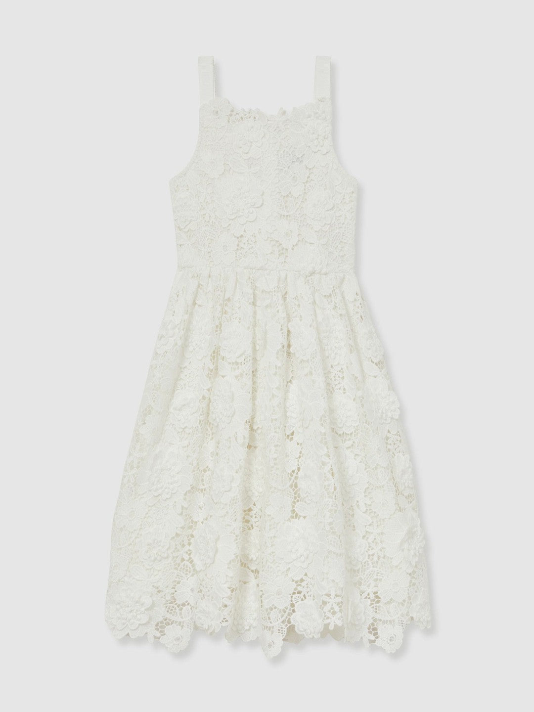 9-13 yrs Guipure-Lace Midi Dress in Ivory Children & Baby | Reiss