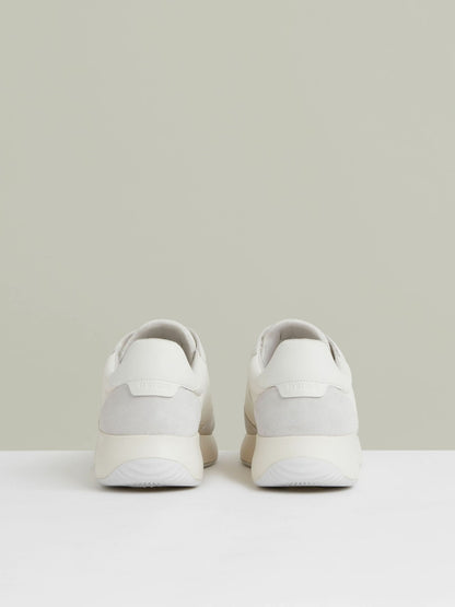 Bonded-Leather Suede Running Trainers in White Men | Reiss