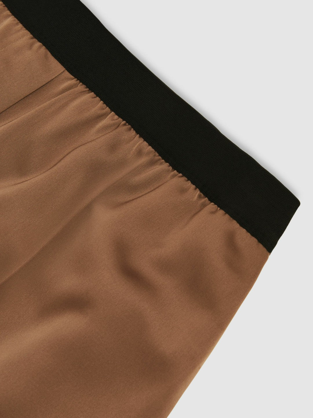 Satin Wide Leg Elastic Waist Trousers in Taupe Neutral Women | Reiss