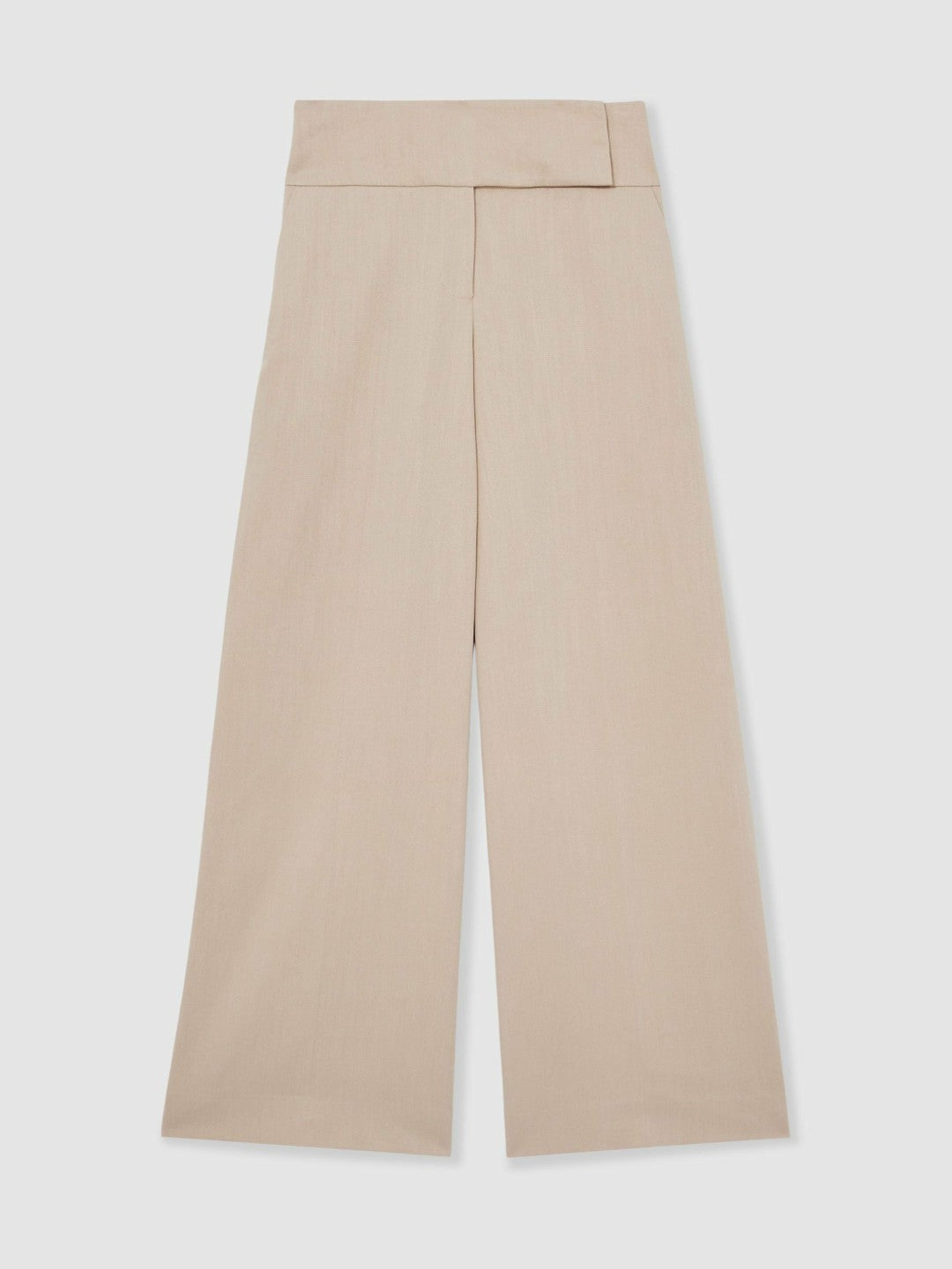 Petite Lyocell-Linen Wide-Leg Trousers in Neutral Women | Reiss