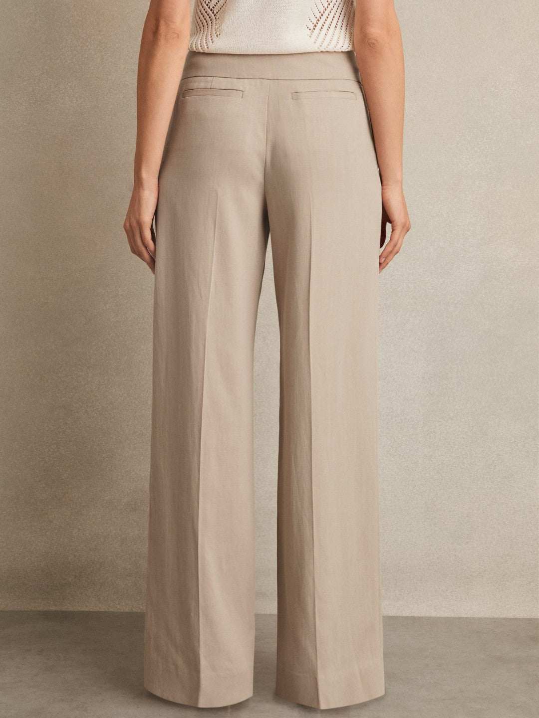 Petite Lyocell-Linen Wide-Leg Trousers in Neutral Women | Reiss