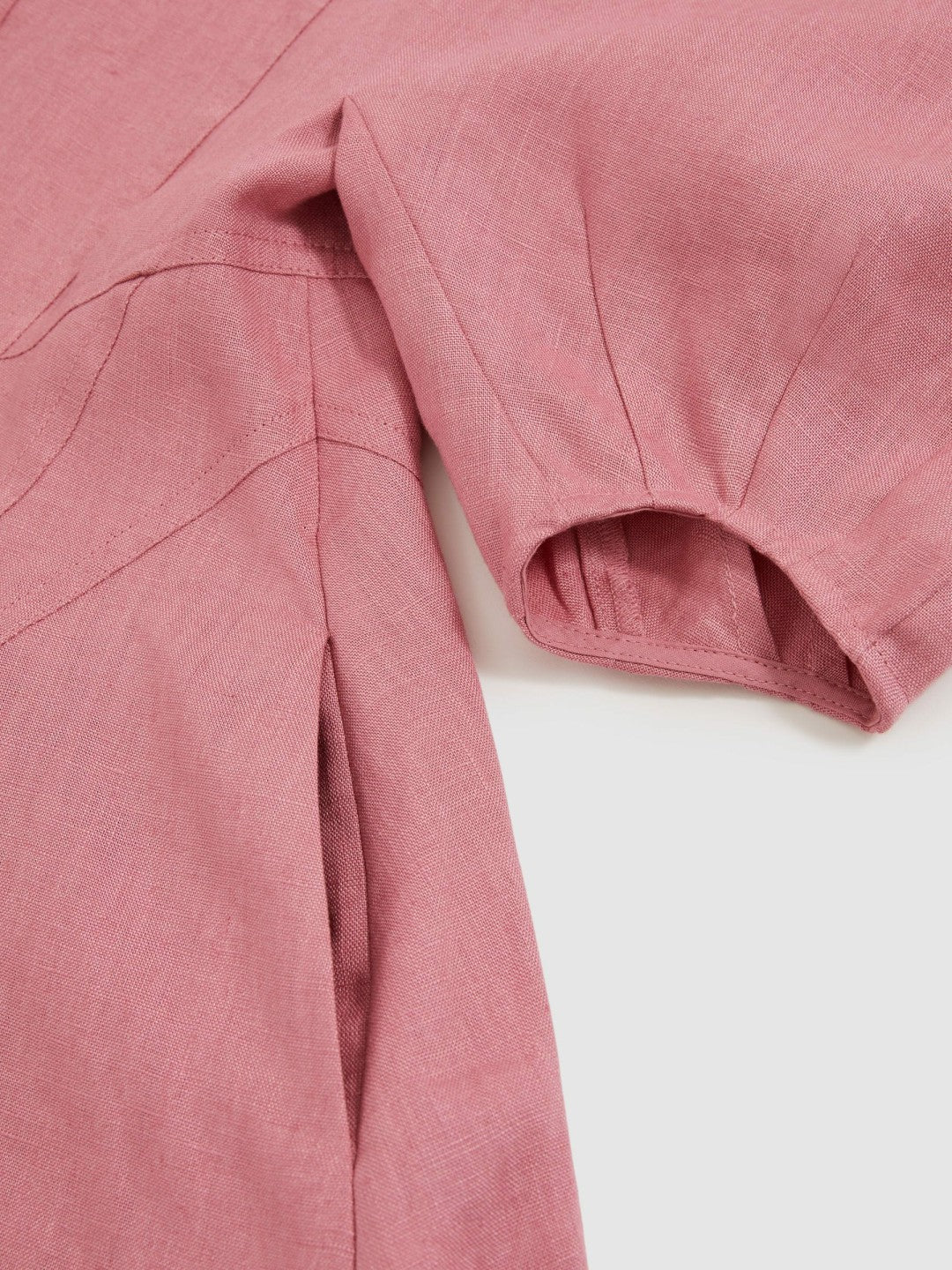 13-14 yrs Linen Balloon-Sleeve Dress in Pink Children & Baby | Reiss