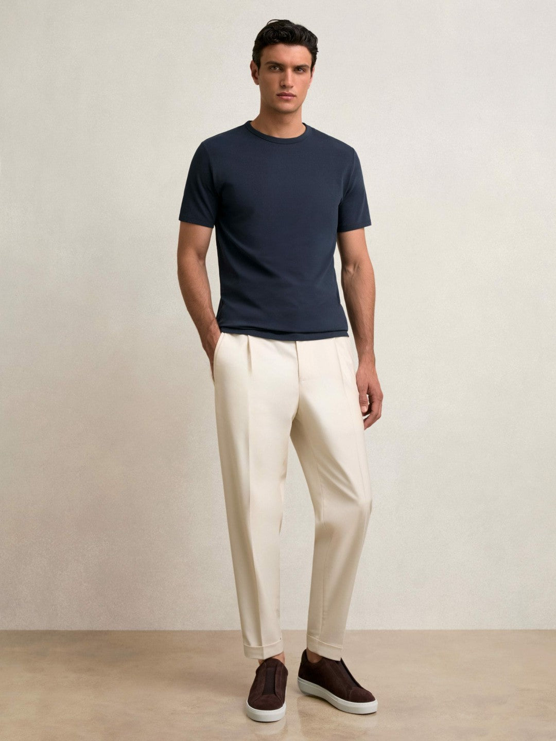 Suede Slip-On Elasticated Trainers in Chocolate Brown Men | Reiss